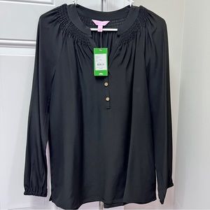 Lilly Pulitzer Elsa Silk Black Blouse Small NWT